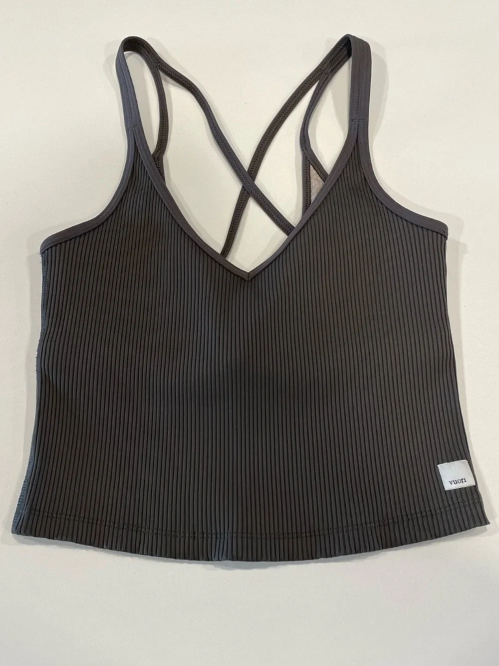 Vuori Ribbed Crop Tank Top - Oregano - Picture 7 of 9